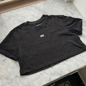 KITH BLACK CROPPED TEE SZ SMALL